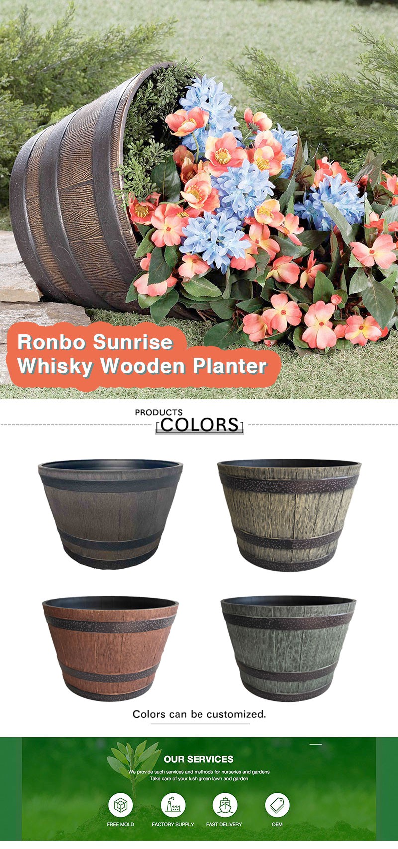 21 Inch Whiskey Barrel Planter