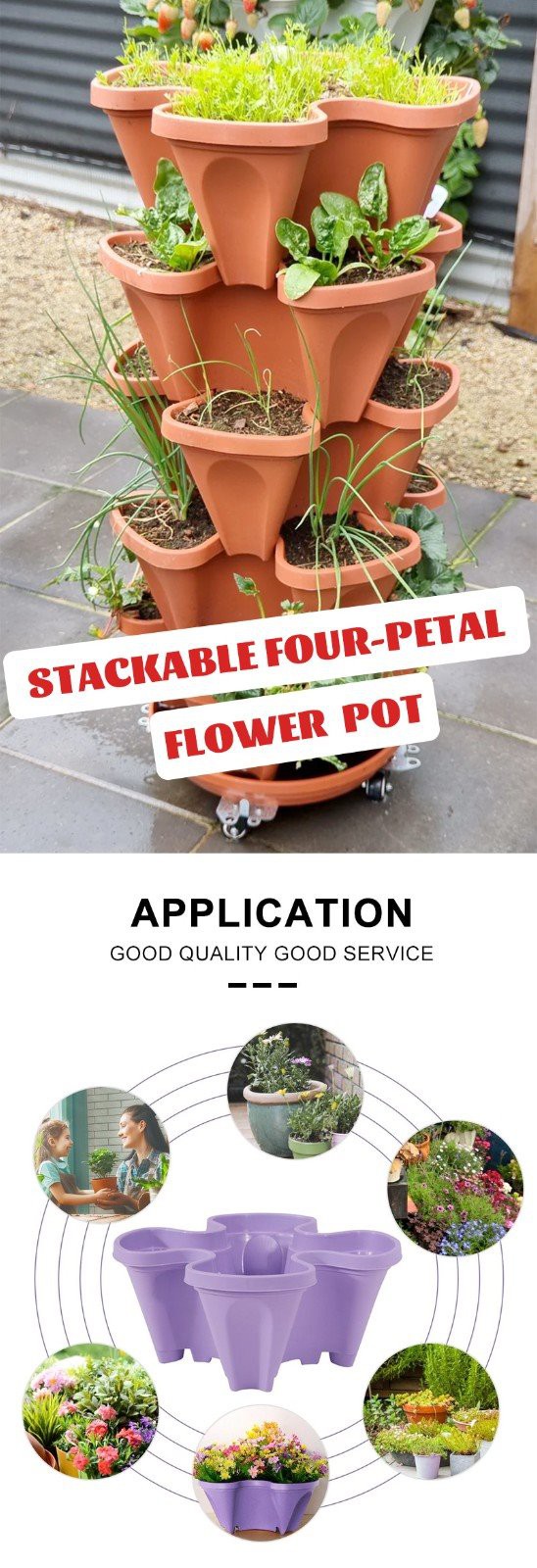 Stackable Four-Petal Flower Pot