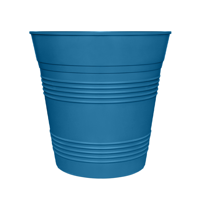 blue plastic planters
