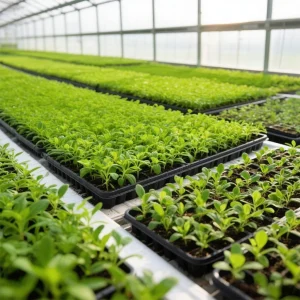 Tomato seedlings growing in 50F 50-cell PS plug tray insert