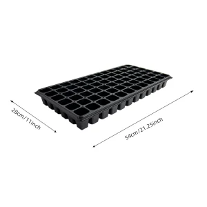 72T plug tray dimension diagram showing outer size and deepest 5.5 cm cell measurements in cm and inches