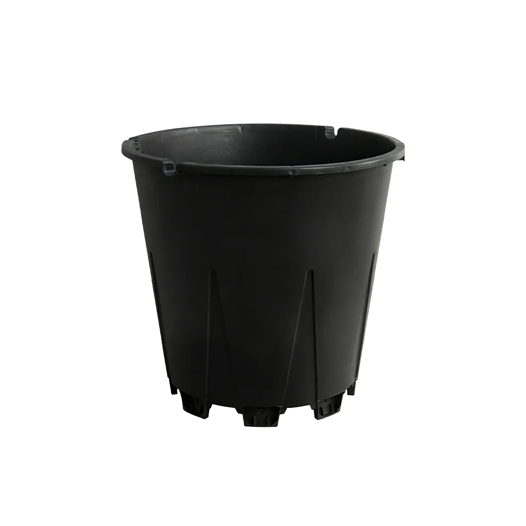 25L round blueberry pot with two irrigation tube slots on white background, front view