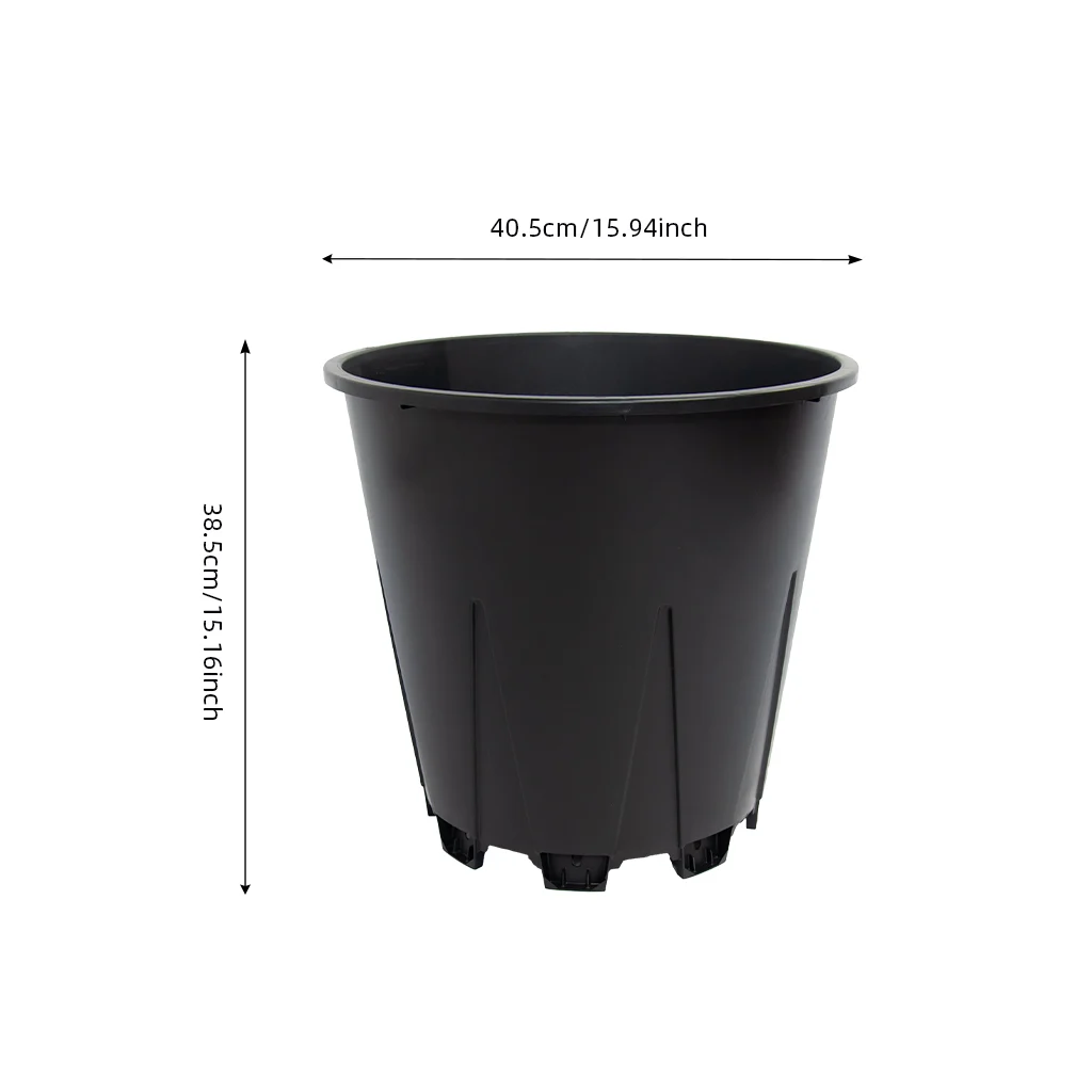 Black 30L round blueberry pot dimensions: 40.5 cm top diameter, 38.5 cm total height